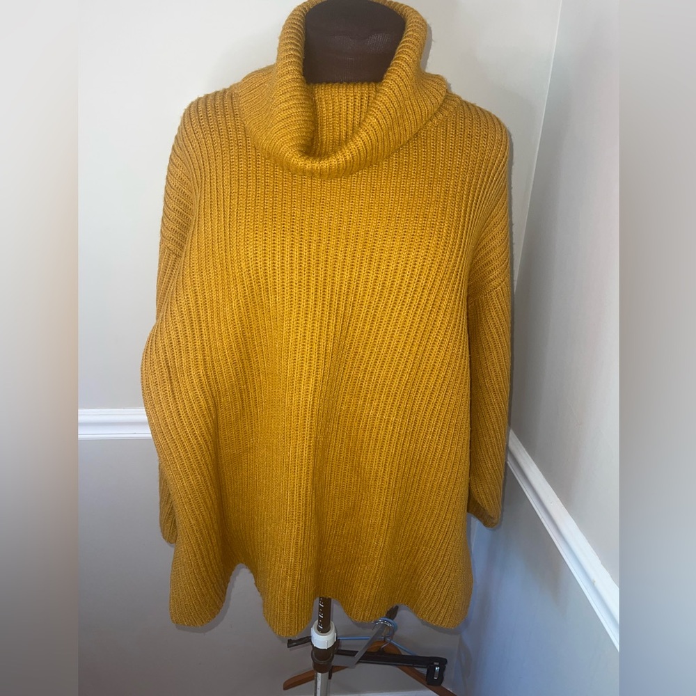 Topshop Oversized Mustard Yellow Turtleneck Sweater‎ Womens Sz M 8-10